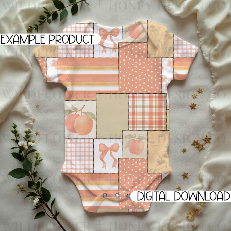 Peach Patchwork Seamless Pattern | (Digital Download) image 3