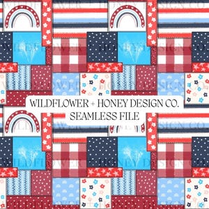 Fourth Of July Seamless | Stripes | Patchwork | Holiday | Flags | Digital Paper (Digital Download)