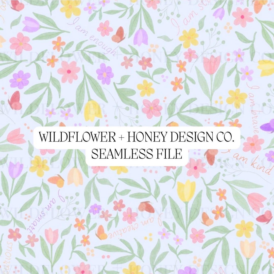 Floral Positive Affirmation Pattern | Watercolor Garden Seamless ...