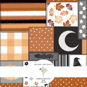 Boho Halloween Patchwork Seamless Pattern: Digital Paper (JPEG Download)