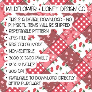 Cherry Patchwork Seamless Pattern | (Digital Download) image 5