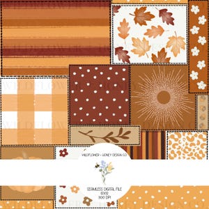 Warm Boho Fall Patchwork Seamless Pattern: Digital Paper (JPEG Download)