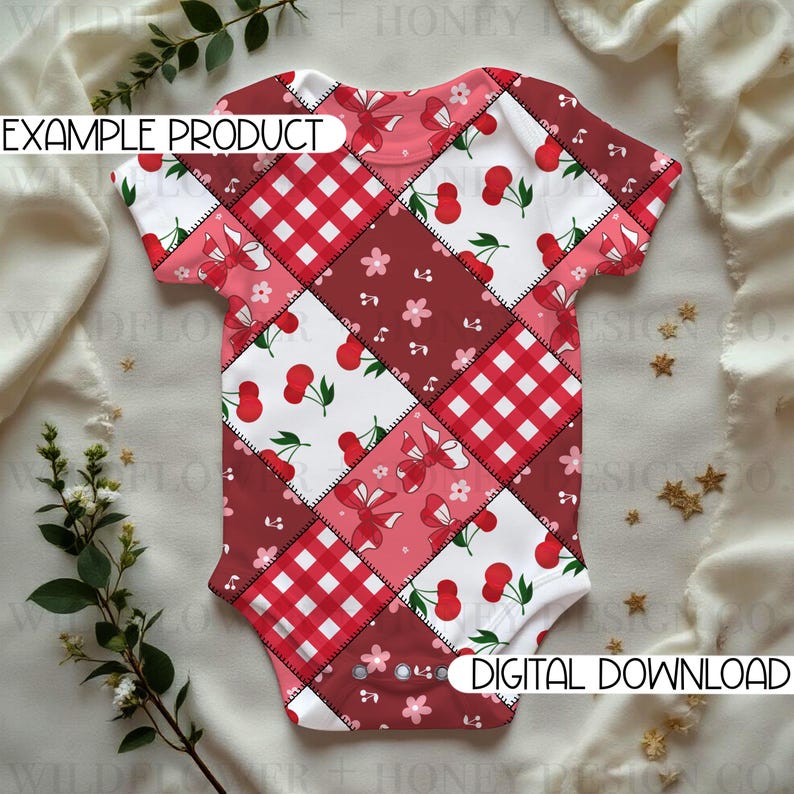 Cherry Patchwork Seamless Pattern | (Digital Download) image 4