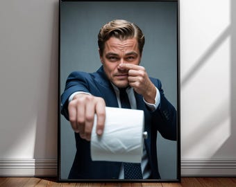 Leonardo Dicaprio Bathroom Poster Print - Celebrity Poster - Funny Bathroom Wall Decor - Film Lover Gift - Hollywood Actor Wall Art