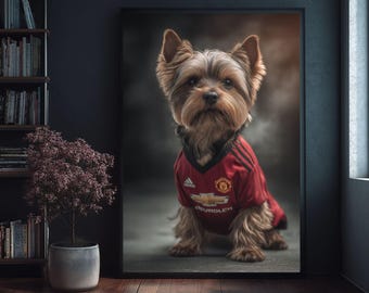 Yorkshire Terrier Manchester United Shirt Poster - Dog Lover Gift
