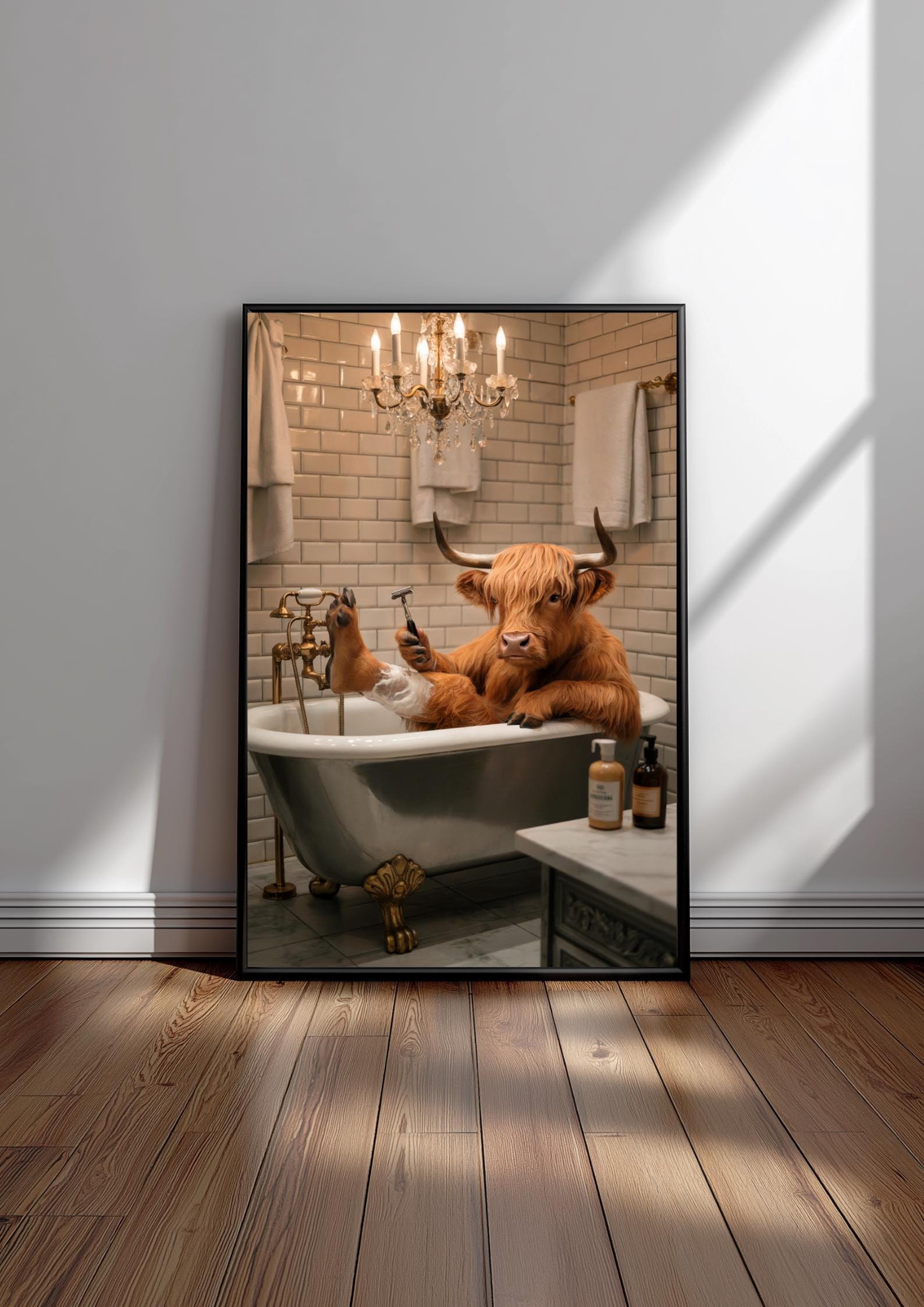 Funny Highland Cow Bathroom Wall Art Print - Highland Cow Bathtub Decor ...