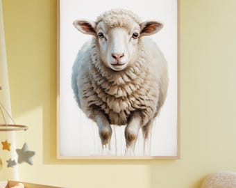 Sheep Nursery Wall Art Print - Farm Animal Nursery Decor - Lamb Wall Art - Neutral Baby Nursery Poster - Cute Sheep Print - Farmhouse Art