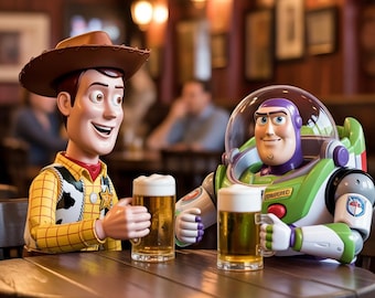 Woody And Buzz Lightyear Wall Art Print - Toy Story Poster - Funny Movie Character Artwork - Gift For Him - Gift for Her - Quirky Wall Decor