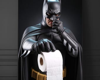Batman Inspired Funny Bathroom Wall Art - Superhero Bathroom Poster - Humorous WC Print - Marvel Fan Gift - Modern Bathroom Decor