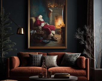 Santa Gamer Art Print - Cozy Christmas Decor