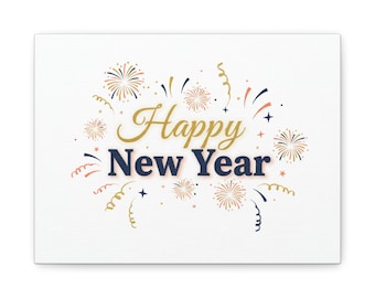 Lienzo mate de fuegos artificiales de Feliz Año Nuevo