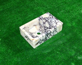Calacatta Viola Marble Sink | Hand-Sculpted Bathroom Basin (16"x10"x5") | DDP Shipping