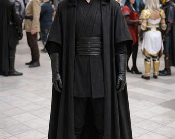 Starwars Inspired Sith Cosplay Costume | Black Jedi Robe & Tunic Full Set