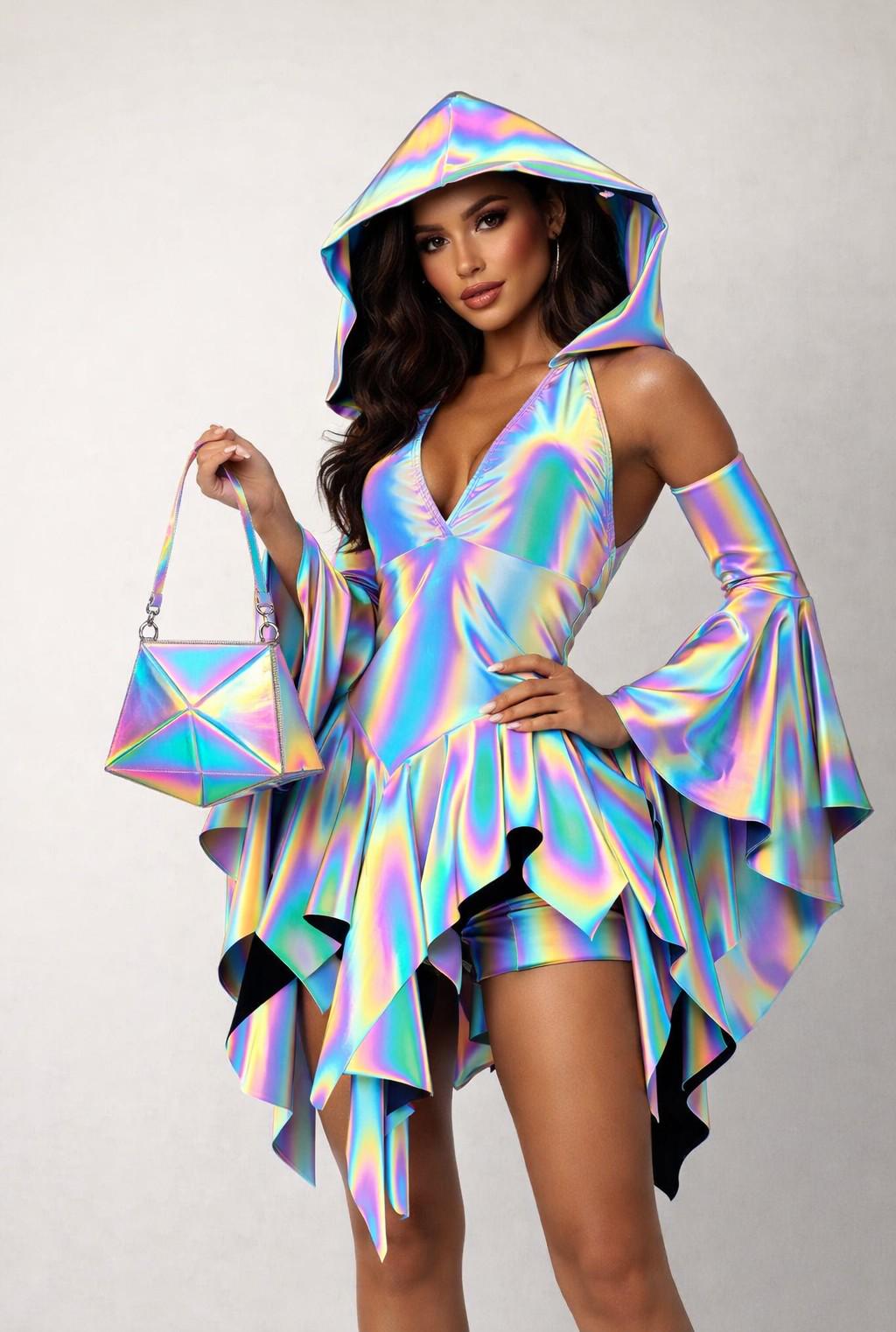 knee length dresses for ladies Holographic Sequin Mini Dress  L'MOMO