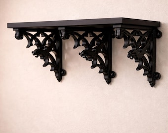 Gothic Hippogriff Wall Shelf – Dark Academia Wall Decor, Baroque Shelf Bracket, Mini Altar Display, Black Gothic Home Decor (Small & Large)