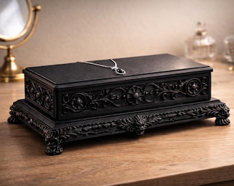 Smyckeskrin i gotisk barockstil – Dark Academia förvaringsorganisatör, prydnadsskrin i vintagestil, present till gotisk heminredning