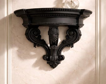 Barock väggdekorhylla – Gotisk displayhylla, Rococo väggdekor, Liten displayhylla, Mörk Academia-dekor