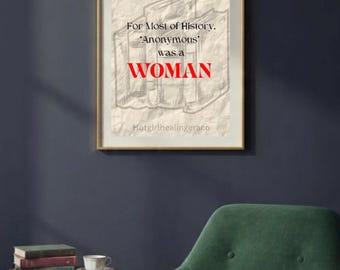 Feministisches literarisches Zitat Poster | Virginia Woolf, Bücherwurm Wand Kunst (Digitaler Download)