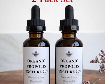 Tintura de propóleo de abeja orgánico al 20 % (con alcohol), 2 unidades de 60 ml