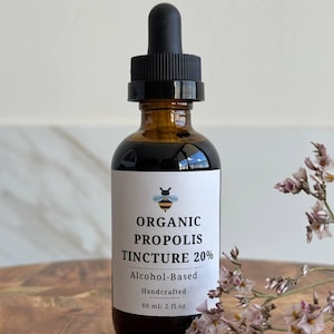 Organic Bee Propolis Tincture 20%  Alcohol-Based Liquid Extract