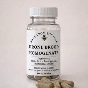 Gélules d'homogénat de couvain de drone (larves) – Produit d'abeille biologique, 60 gélules