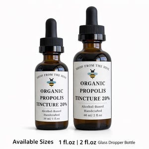 Tintura de propóleo de abeja orgánico con extracto líquido a base de alcohol al 20 %