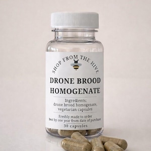 Gélules d'homogénat de couvain de drone (larves) - Produit de la ruche biologique, 30 gélules
