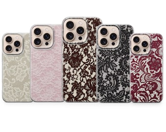 Vintage Lace Phone Case Elegant Design Cover for iPhone 17 Pro Max 16e 15 14 13,Samsung S25 Ultra S24 FE A56 A16,Pixel 10 XL 9a 8 7