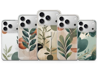 Cute Leaves Phone Case Minimalist Cover for iPhone 17 Pro Max, 16e, 15, 14, 13 & Samsung S26 Ultra, S25 FE, A57, A56, Pixel 10, 9A
