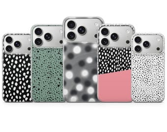 Polka Dots Phone Case Dalmatian Spots Cover for iPhone 17 Pro Max, 16e, 15, 14, 13 & Samsung S26 Ultra, S25 FE, A57, A56, Pixel 10, 9A