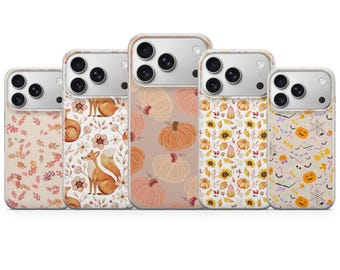 Autumn Leaves Phone Case Fall Pumpkin Cover for iPhone 17 Pro Max, 16e, 15, 14, 13 & Samsung S26 Ultra, S25 FE, A57, A56, Pixel 10, 9A