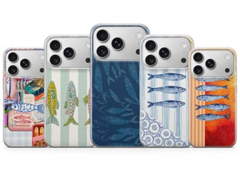 Sardines Phone Case Fish Pattern Cover for iPhone 17 Pro Max, 16e, 15, 14, 13 & Samsung S26 Ultra, S25 FE, A57, A56, Pixel 10, 9A