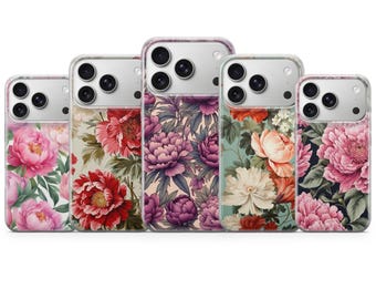Peony Phone Case Spring Flowers Cover for iPhone 17 Pro Max, 16e, 15, 14, 13 & Samsung S26 Ultra, S25 FE, A57, A56, Pixel 10, 9A