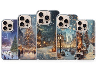 Christmas Phone case NYC Winter Scene Snowy Cover for iPhone 17 Pro Max,16e,15,14, 13,Samsung S25 Ultra,S24 FE, A56,A16,Pixel 10 XL,9a,8,7