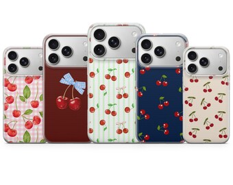 Cherry Phone Case Berry Cover for iPhone 17 Pro Max, 16e, 15, 14, 13 & Samsung S26 Ultra, S25 FE, A57, A56, Pixel 10, 9A