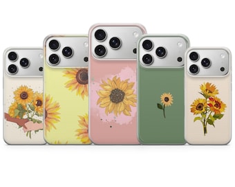 Sunflower Art Phone Case Floral Design Cover for iPhone 17 Pro Max, 16e, 15, 14, 13 & Samsung S26 Ultra, S25 FE, A57, A56, Pixel 10, 9A