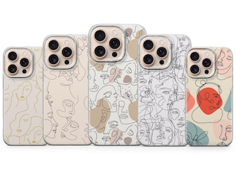 Women One Line Art Phone Case Elegant Cover for iPhone 17 Pro Max, 16e, 15, 14, 13 & Samsung S25 Ultra,S24 FE, A56, A16,Pixel 10 XL,9a, 8, 7