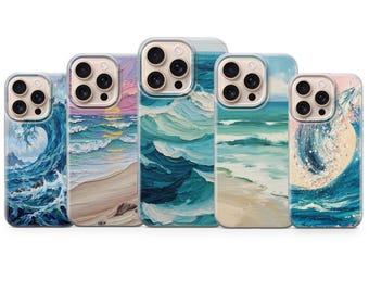 Sea Wave Phone Case Oil Painting Cover for iPhone 17 Pro Max 16e 15 14 13,Samsung S25 Ultra S24 FE A56 A16,Pixel 10 XL 9a 8 7