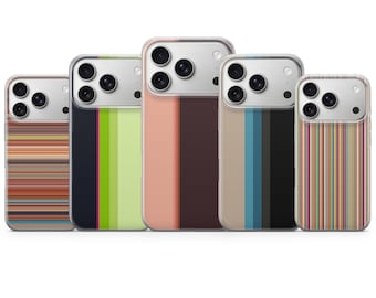 Retro Stripes Phone Case Aesthetic Lines Cover for iPhone 17 Pro Max, 16e, 15, 14, 13 & Samsung S26 Ultra, S25 FE, A57, A56, Pixel 10, 9A