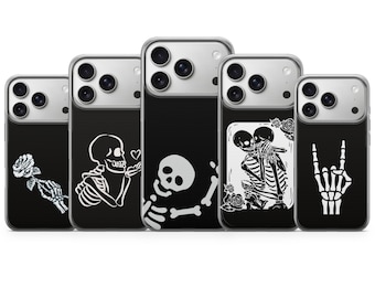 Aesthetic Skeleton Phone Case Skull Cover for iPhone 17 Pro Max, 16e, 15, 14, 13 & Samsung S26 Ultra, S25 FE, A57, A56, Pixel 10, 9A