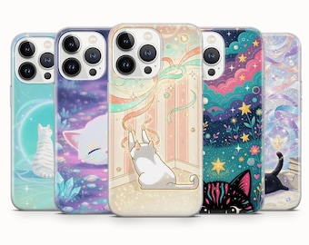 Black Cat Phone Case Cosmos Cover for iPhone 17 Pro Max, 16e, 15, 14, 13 & Samsung S26 Ultra, S25 FE, A57, A56, Pixel 10, 9A