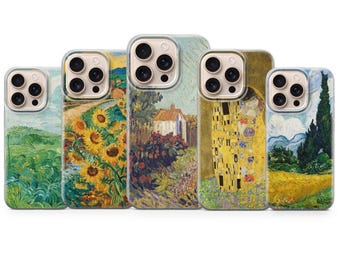 Claude Monet Gustav Klimt Phone Case KISS Gogh cover for iPhone 17 Pro Max 16e 15 14 13,Samsung S25 Ultra S24 FE A56 A16,Pixel 10 XL 9a 8 7