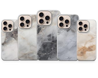 Marmor Mobilskal Pure Stone Cover för iPhone 17 Pro Max, 16e, 15, 14, 13 & Samsung S25 Ultra, S24 FE, A56, A16, Pixel 10 XL, 9a, 8, 7