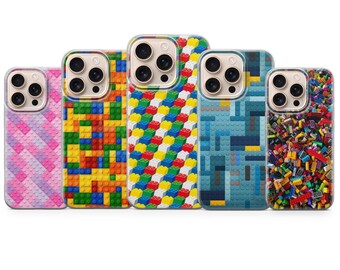 Toy Bricks Phone Case Custom Building Blocks Cover for iPhone 17 Pro Max 16e 15 14 13,Samsung S25 Ultra S24 FE A56 A16,Pixel 10 XL 9a 8 7