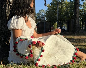 Handmade Crochet Rose Blanket | Unique Floral Bouquet Design