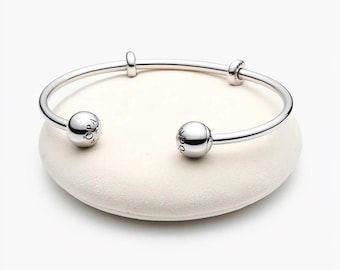 Pulsera Pandora de plata de ley con dijes, pulsera ajustable con dijes para mujeres y niñas.