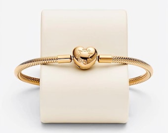 Pandora Moments Herz Verschluss Schlangenkette Armband, Sterlingsilber Bettelarmband, personalisiertes Armband für Damen und Mädchen