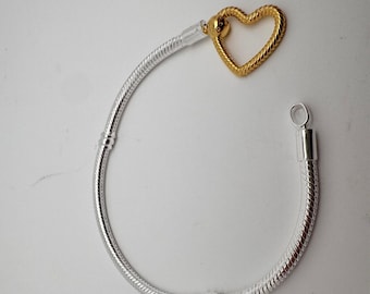 Sterling Silver Heart Clasp Snake Chain Bracelet, Mother's Day Gift For Her