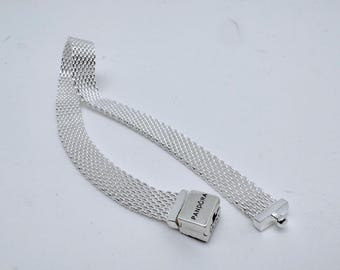 ヴィンテージ PANDORA Reflexions 925 スターリングシルバー メッシュ 