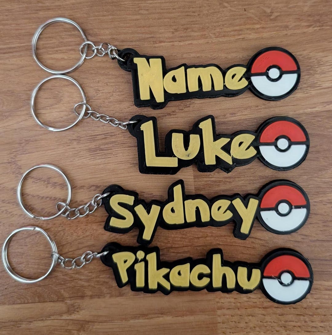 Custom Pokémon Inspired Name Keychain | Personalised Poké Ball Keyring ...